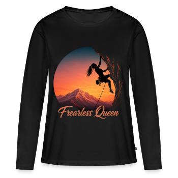 Fearless Queen Climb Summit Girl Power - T-shirt manches longues Premium bio Femme - noir - Devant - Julia (174cm)
