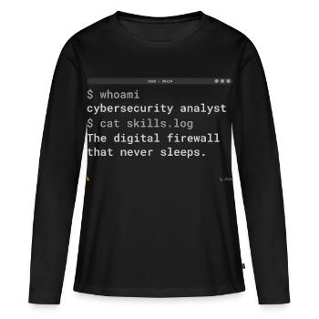 Terminal d’analyste en cybersécurité - Don informatique - T-shirt manches longues Premium bio Femme - noir - Devant - Julia (174cm)