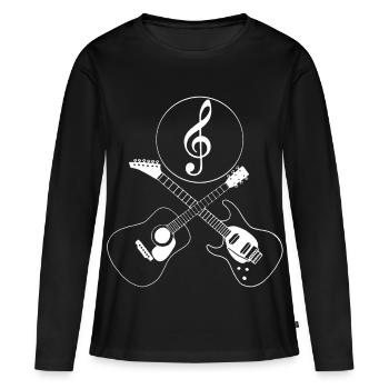Guitares croisées et clé de sol - T-shirt manches longues Premium bio Femme - noir - Devant - Julia (174cm)