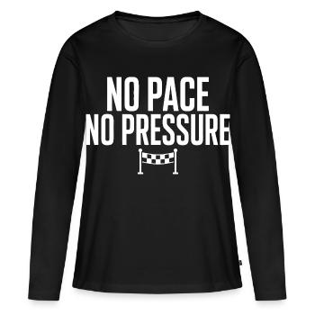 Pas de rythme, pas de pression - T-shirt manches longues Premium bio Femme - noir - Devant - Julia (174cm)