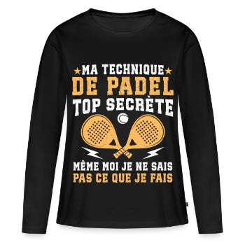 ma technique de padel  - T-shirt manches longues Premium bio Femme - noir - Devant - Julia (174cm)