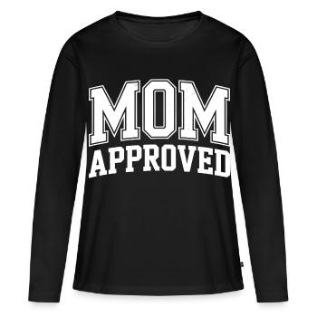 Mama approved getestet - Frauen Premium Bio Langarmshirt - Schwarz - Vorne - Julia (174cm)
