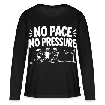 Pas de rythme, pas de pression - T-shirt manches longues Premium bio Femme - noir - Devant - Julia (174cm)