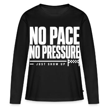Pas de rythme, pas de pression - T-shirt manches longues Premium bio Femme - noir - Devant - Julia (174cm)