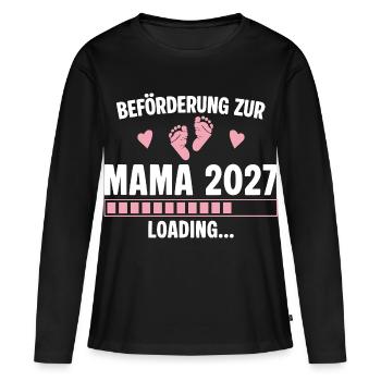 Beförderung zur Mama 2027 - Loading Schwanger - Frauen Premium Bio Langarmshirt - Schwarz - Vorne - Julia (174cm)