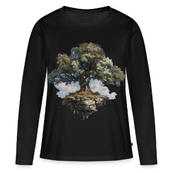 Baum - Frauen Premium Bio Langarmshirt - Schwarz - Vorne - Julia (174cm)