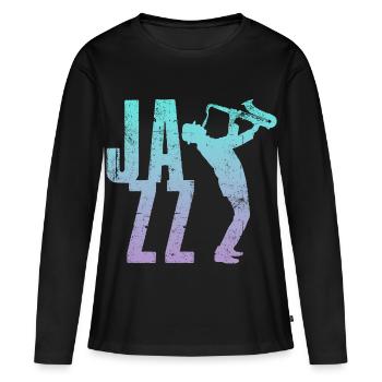 Jazz Saxo - T-shirt manches longues Premium bio Femme - noir - Devant - Julia (174cm)