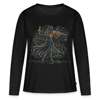 Violoniste jouant du violon Art de dessin - T-shirt manches longues Premium bio Femme - noir - Devant - Julia (174cm)