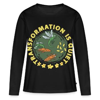 Libelle Libellen Transformation Is Quiet - Frauen Premium Bio Langarmshirt - Schwarz - Vorne - Julia (174cm)