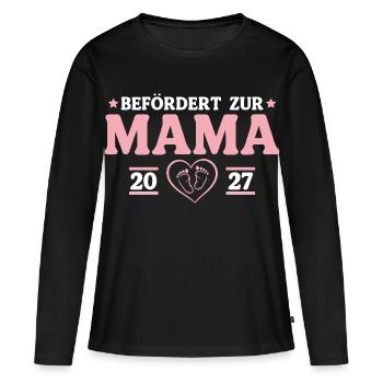 Babyparty Befördert zur Mama 2027 - Frauen Premium Bio Langarmshirt - Schwarz - Vorne - Julia (174cm)