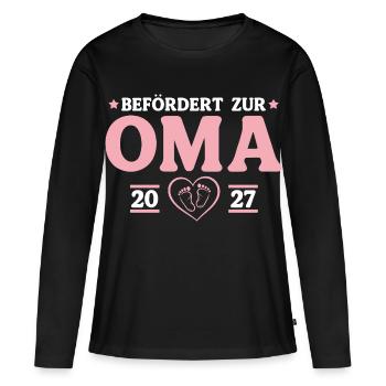 Babyparty Befördert zur Oma 2027 - Frauen Premium Bio Langarmshirt - Schwarz - Vorne - Julia (174cm)