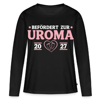 Babyparty Befördert zur Uroma 2027 - Frauen Premium Bio Langarmshirt - Schwarz - Vorne - Julia (174cm)