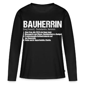 Builder Definition House Building Own Home - Women's Premium Organic Long Sleeve Shirt - black - Front - Julia (174cm)