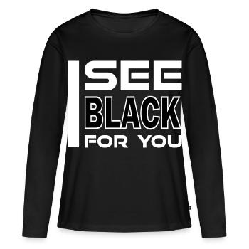 Je vois du noir pour toi - T-shirt manches longues Premium bio Femme - noir - Devant - Julia (174cm)