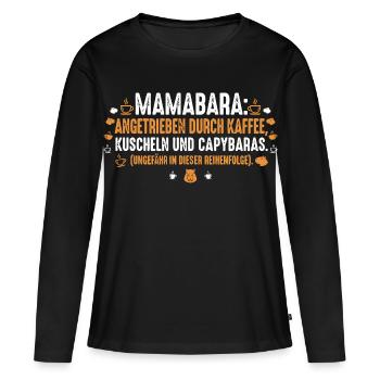 Mamabara Capybara Kaffee Mama - Frauen Premium Bio Langarmshirt - Schwarz - Vorne - Julia (174cm)