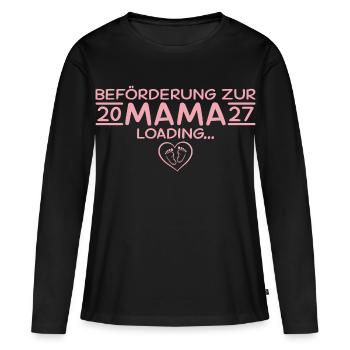 Beförderung zur Mama 2027 – Loading - Frauen Premium Bio Langarmshirt - Schwarz - Vorne - Julia (174cm)