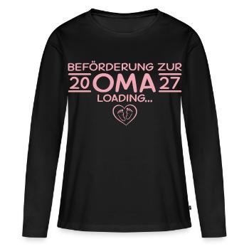 Befördert zur Oma 2027 – Babyparty Geschenk - Frauen Premium Bio Langarmshirt - Schwarz - Vorne - Julia (174cm)