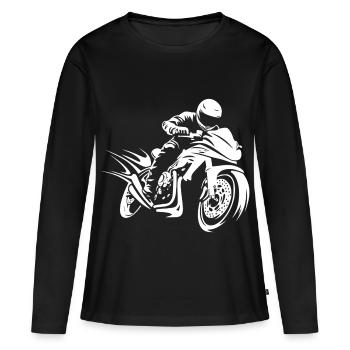 Motard Motard - T-shirt manches longues Premium bio Femme - noir - Devant - Julia (174cm)