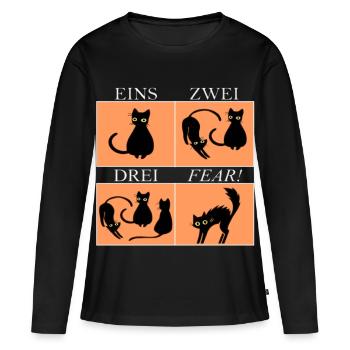 Vier Katzen Panels mit Spruch Fear - Frauen Premium Bio Langarmshirt - Schwarz - Vorne - Julia (174cm)