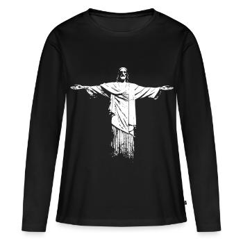 Jesus Rio - T-shirt manches longues Premium bio Femme - noir - Devant - Julia (174cm)
