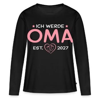 Ich werde Oma 2027 – Stolze Großmutter - Frauen Premium Bio Langarmshirt - Schwarz - Vorne - Julia (174cm)