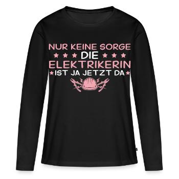 Handwerkerin Nur keine Sorge - Elektrikerin - Frauen Premium Bio Langarmshirt - Schwarz - Vorne - Julia (174cm)