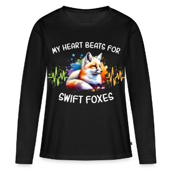 Swiftfuchs Herzlinie - Frauen Premium Bio Langarmshirt - Schwarz - Vorne - Julia (174cm)