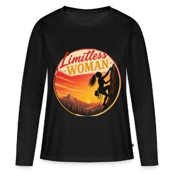 Femme sans limites – Escalade sans limites - T-shirt manches longues Premium bio Femme - noir - Devant - Julia (174cm)