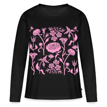 Pivoines pour toujours L Pivoines botaniques L Rose - T-shirt manches longues Premium bio Femme - noir - Devant - Julia (174cm)