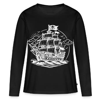 Bateau pirate - T-shirt manches longues Premium bio Femme - noir - Devant - Julia (174cm)