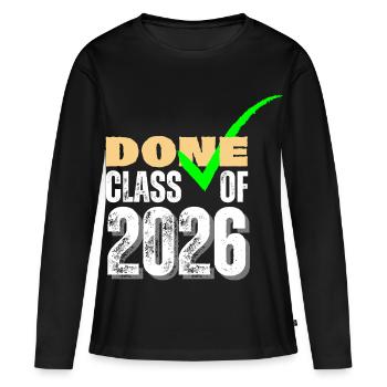 Coche de fin d’études de la promotion 2026 terminée - T-shirt manches longues Premium bio Femme - noir - Devant - Julia (174cm)