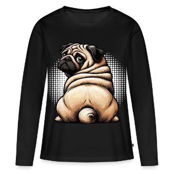 Carlin Carlin Propriétaire de carlin Amoureux du carlin Porte-carlin - T-shirt manches longues Premium bio Femme - noir - Devant - Julia (174cm)