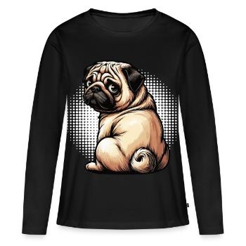 Carlin Carlin Propriétaire de carlin Amoureux du carlin Porte-carlin - T-shirt manches longues Premium bio Femme - noir - Devant - Julia (174cm)