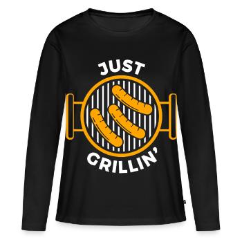 Juste griller des saucisses BBQ - T-shirt manches longues Premium bio Femme - noir - Devant - Julia (174cm)