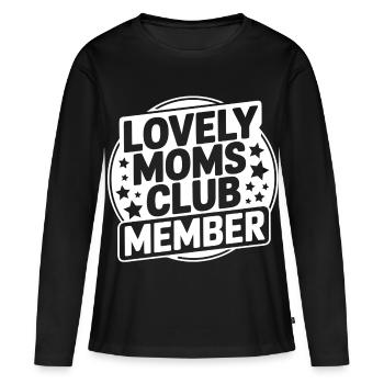 Lovely Moms Club Mitglied - Frauen Premium Bio Langarmshirt - Schwarz - Vorne - Julia (174cm)