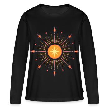 Étoile du solstice d’été – Symbole du soleil de Litha - T-shirt manches longues Premium bio Femme - noir - Devant - Julia (174cm)