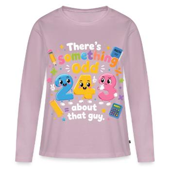 Something Odd About That Guy | Humour Maths - T-shirt manches longues Premium bio Femme - rose poudré - Devant - Julia (174cm)