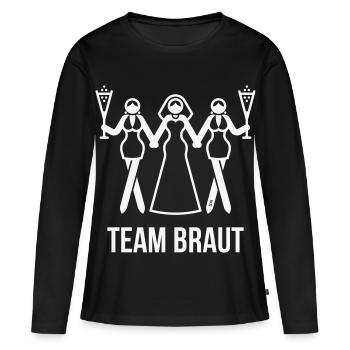 Team Braut (JGA Polterabend Sekt 3er / White) - Frauen Premium Bio Langarmshirt - Schwarz - Vorne - Julia (174cm)