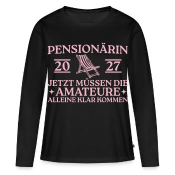 Pensionärin 2027 Liegestuhl Abschied Kollegin - Frauen Premium Bio Langarmshirt - Schwarz - Vorne - Julia (174cm)