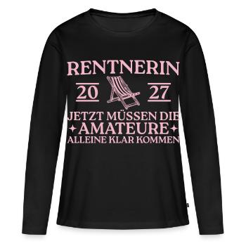 Rentnerin 2027 Liegestuhl – Abschied Kollegin - Frauen Premium Bio Langarmshirt - Schwarz - Vorne - Julia (174cm)