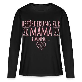 Beförderung zur Mama 2027 – Schwangerschaft - Frauen Premium Bio Langarmshirt - Schwarz - Vorne - Julia (174cm)