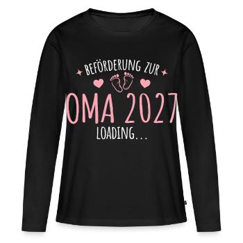 Schwangerschaft Verkünden Oma 2027 - Frauen Premium Bio Langarmshirt - Schwarz - Vorne - Julia (174cm)