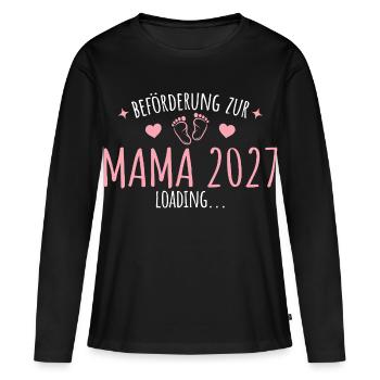 Schwangerschaft Verkünden Mama 2027 - Frauen Premium Bio Langarmshirt - Schwarz - Vorne - Julia (174cm)