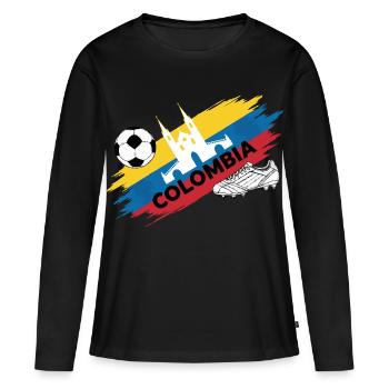 Colombie Football Maillot Supporter Colombia Foot - T-shirt manches longues Premium bio Femme - noir - Devant - Julia (174cm)