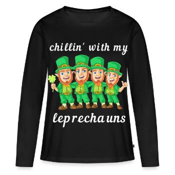 Chillin With My Leprechauns St Patricks Day - Women's Premium Organic Long Sleeve Shirt - black - Front - Julia (174cm)
