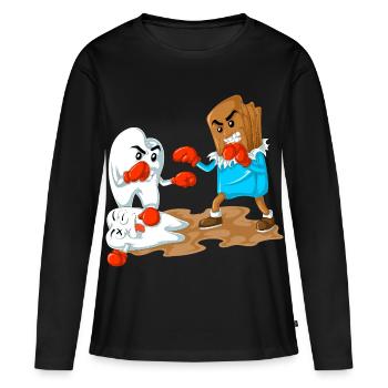 Chocolate Vs Tooth Boxing Funny Dentist Gift - Women's Premium Organic Long Sleeve Shirt - black - Front - Julia (174cm)