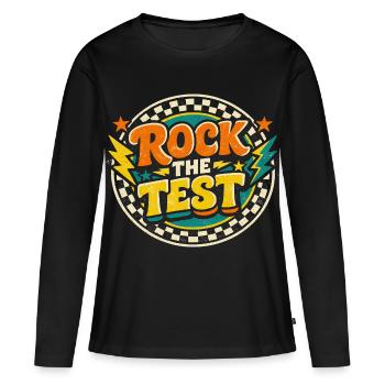 Rock The Test Motivationsschule | Gift Review Pro - Frauen Premium Bio Langarmshirt - Schwarz - Vorne - Julia (174cm)