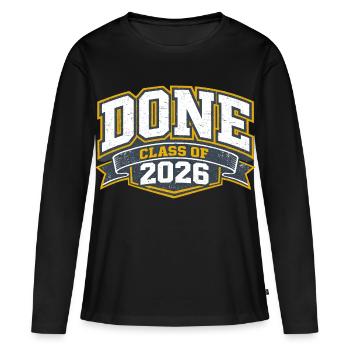 Diplôme 2026 Université École Cadeau Humour - T-shirt manches longues Premium bio Femme - noir - Devant - Julia (174cm)