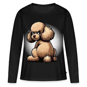 Caniche Caniche Propriétaire Caniche Amoureux Caniche Chien - T-shirt manches longues Premium bio Femme - noir - Devant - Julia (174cm)