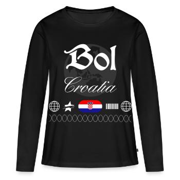 Bol Kroatien Streetwear Reise Souvenir - Frauen Premium Bio Langarmshirt - Schwarz - Vorne - Julia (174cm)